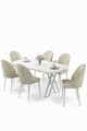Set masă și scaune (7 piese), Hanah Home, Kaye, Alb / Crem