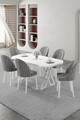 Set masă și scaune (7 piese), Hanah Home, Kaye, Alb/Gri