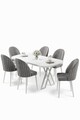 Set masă și scaune (7 piese), Hanah Home, Kaye, Alb/Gri