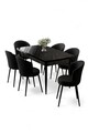 Set masa extensibila si scaune, Hanah Home, Asfel, Marmură neagră / Negru
