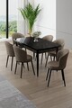 Set masa extensibila si scaune, Hanah Home, Asfel, Marmură neagră / Cappuccino