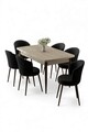 Set masa extensibila si scaune, Hanah Home, Asfel, Travertin / Negru