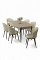 Set masa extensibila si scaune, Hanah Home, Asfel, Travertin / Crem