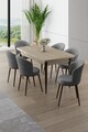 Set masa extensibila si scaune, Hanah Home, Asfel, Travertin / Gri