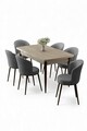 Set masa extensibila si scaune, Hanah Home, Asfel, Travertin / Gri