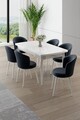 Set masa extensibila si scaune, Hanah Home, Asfel, Alb / Antracit