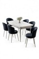 Set masa extensibila si scaune, Hanah Home, Asfel, Alb / Antracit