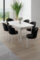 Set masa extensibila si scaune, Hanah Home, Asfel, Alb/Negru
