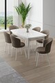 Set masa extensibila si scaune, Hanah Home, Asfel, Alb / Cappuccino