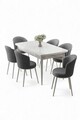 Set masa extensibila si scaune, Hanah Home, Asfel, Alb/Gri
