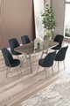 Set masă și scaune (7 piese), Hanah Home, Lena, Antracit / Crom