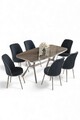 Set masă și scaune (7 piese), Hanah Home, Lena, Antracit / Crom
