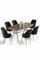 Set masă și scaune (7 piese), Hanah Home, Lena, Antracit / Crom / Negru