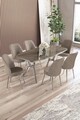 Set masă și scaune (7 piese), Hanah Home, Lena, Antracit / Crom / Cappuccino