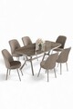 Set masă și scaune (7 piese), Hanah Home, Lena, Antracit / Crom / Cappuccino