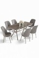 Set masă și scaune (7 piese), Hanah Home, Lena, Antracit / Crom / Gri