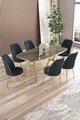 Set masă și scaune (7 piese), Hanah Home, Lena, Antracit / Aur