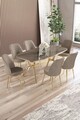 Set masă și scaune (7 piese), Hanah Home, Lena, Antracit / Auriu / Cappuccino