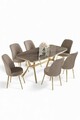Set masă și scaune (7 piese), Hanah Home, Lena, Antracit / Auriu / Cappuccino