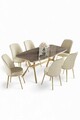 Set masă și scaune (7 piese), Hanah Home, Lena, Antracit / Auriu / Crem