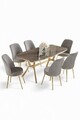 Set masă și scaune (7 piese), Hanah Home, Lena, Antracit / Auriu / Gri
