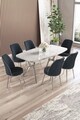 Set masă și scaune (7 piese), Hanah Home, Lena, Marmură albă / Crom / Antracit