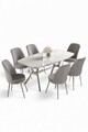 Set masă și scaune (7 piese), Hanah Home, Lena, Marmură albă / Crom / Gri