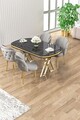 Set masă și scaune (5 bucăți), Hanah Home, Zae, Marmură neagră / Auriu / Gri
