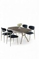 Set masă și scaune (5 bucăți), Hanah Home, Olya, Antracit / Crom