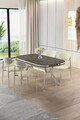 Set masă și scaune (5 bucăți), Hanah Home, Olya, Antracit / Crom / Crem