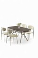 Set masă și scaune (5 bucăți), Hanah Home, Olya, Antracit / Crom / Crem