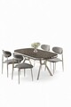 Set masă și scaune (5 bucăți), Hanah Home, Olya, Antracit / Crom / Gri