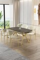 Set masă și scaune (5 bucăți), Hanah Home, Olya, Antracit / Auriu / Crem