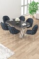 Set masă și scaune (7 piese), Hanah Home, Zae, Marmură neagră / Crom / Antracit