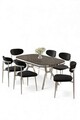 Set masă și scaune (7 piese), Hanah Home, Olya, Antracit / Crom / Negru