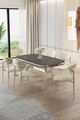 Set masă și scaune (7 piese), Hanah Home, Olya, Antracit / Crom / Crem