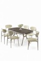 Set masă și scaune (7 piese), Hanah Home, Olya, Antracit / Crom / Crem