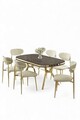 Set masă și scaune (7 piese), Hanah Home, Olya, Antracit / Auriu / Crem