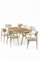 Set masă și scaune (7 piese), Hanah Home, Olya, Stejar / Auriu / Crem