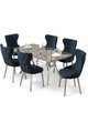 Set masa extensibila si scaune, Hanah Home, Esla, Antracit / Crom