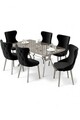 Set masa extensibila si scaune, Hanah Home, Esla, Antracit / Crom / Negru