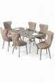 Set masa extensibila si scaune, Hanah Home, Esla, Antracit / Crom / Cappuccino
