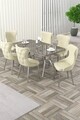 Set masa extensibila si scaune, Hanah Home, Esla, Antracit / Crom / Crem