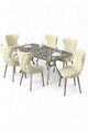 Set masa extensibila si scaune, Hanah Home, Esla, Antracit / Crom / Crem