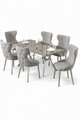 Set masa extensibila si scaune, Hanah Home, Esla, Antracit / Crom / Gri