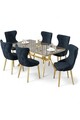 Set masa extensibila si scaune, Hanah Home, Esla, Antracit / Aur
