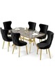 Set masa extensibila si scaune, Hanah Home, Esla, Antracit / Aur / Negru