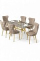Set masa extensibila si scaune, Hanah Home, Esla, Antracit / Auriu / Cappuccino
