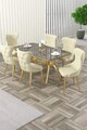 Set masa extensibila si scaune, Hanah Home, Esla, Antracit / Auriu / Crem