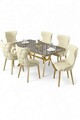 Set masa extensibila si scaune, Hanah Home, Esla, Antracit / Auriu / Crem